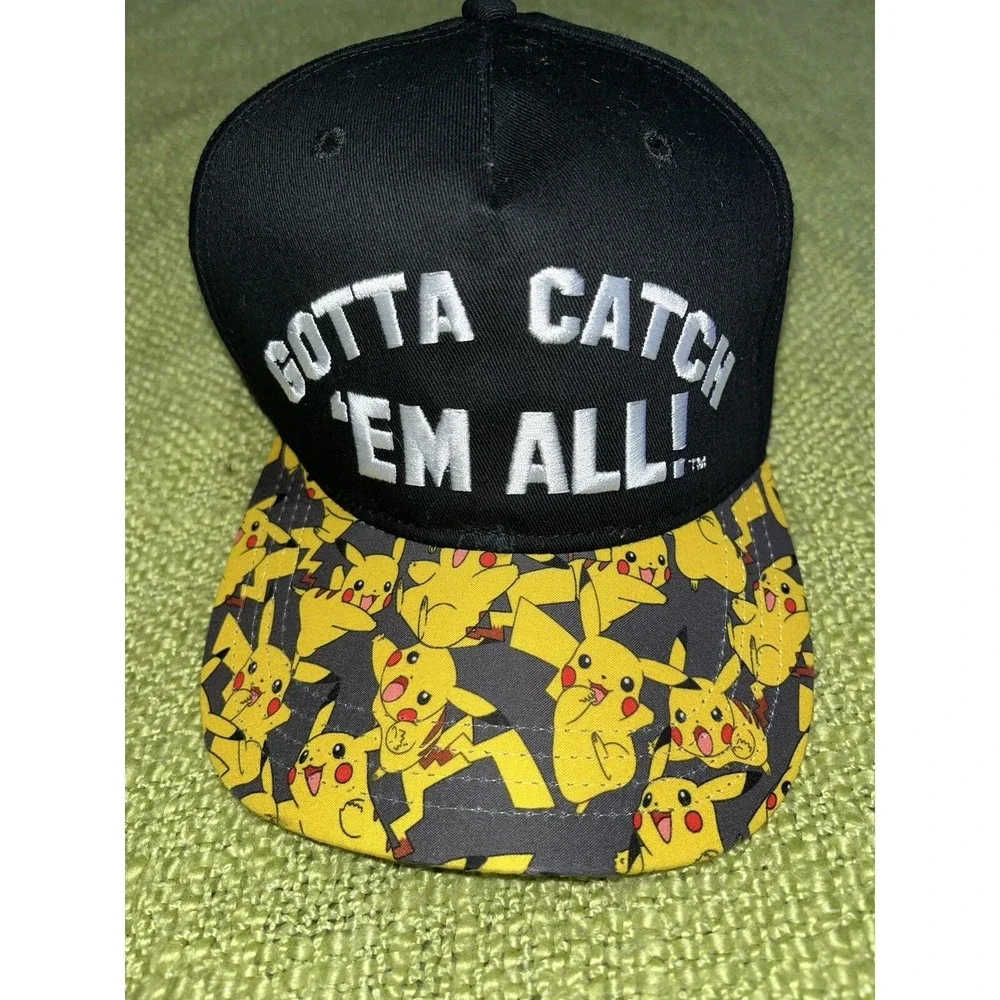 Youth Pokemon Black 'GOTTA CATCH 'EM All'Hat~Cap Snapback Adjustable-OSFM EUC